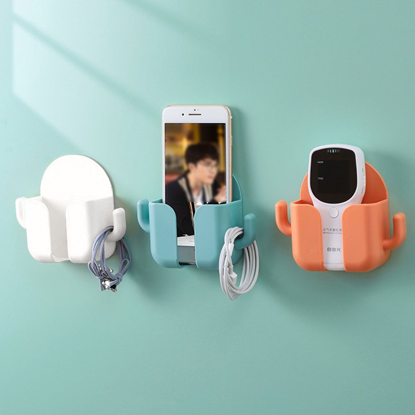 Self Adhesive Wall Mount Cell Phone Holder Wall Mount Phone Charging Holder for Home Office Bedroom White