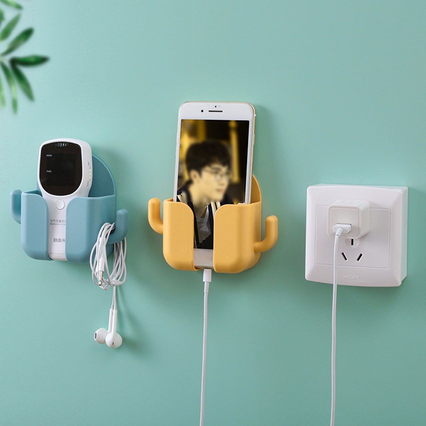 Self Adhesive Wall Mount Cell Phone Holder Wall Mount Phone Charging Holder for Home Office Bedroom Yellow