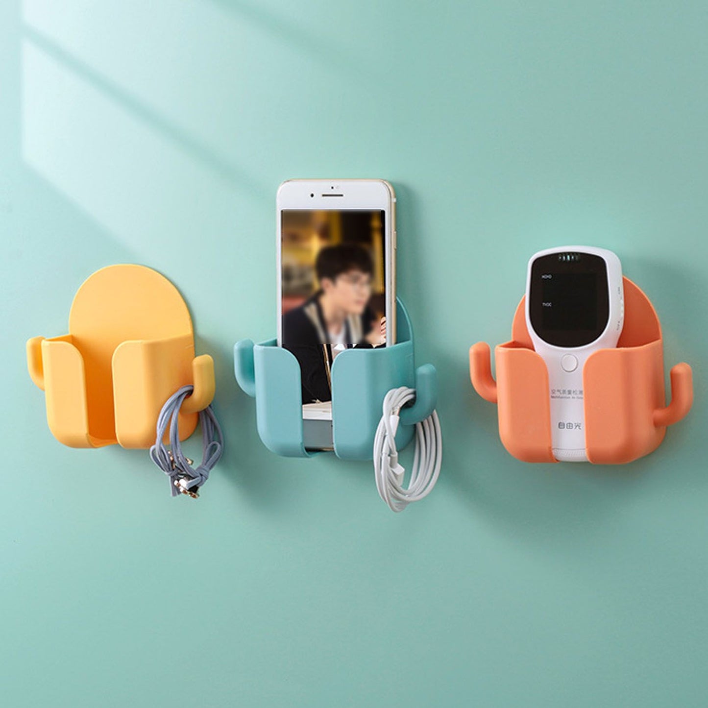 Self Adhesive Wall Mount Cell Phone Holder Wall Mount Phone Charging Holder for Home Office Bedroom Orange