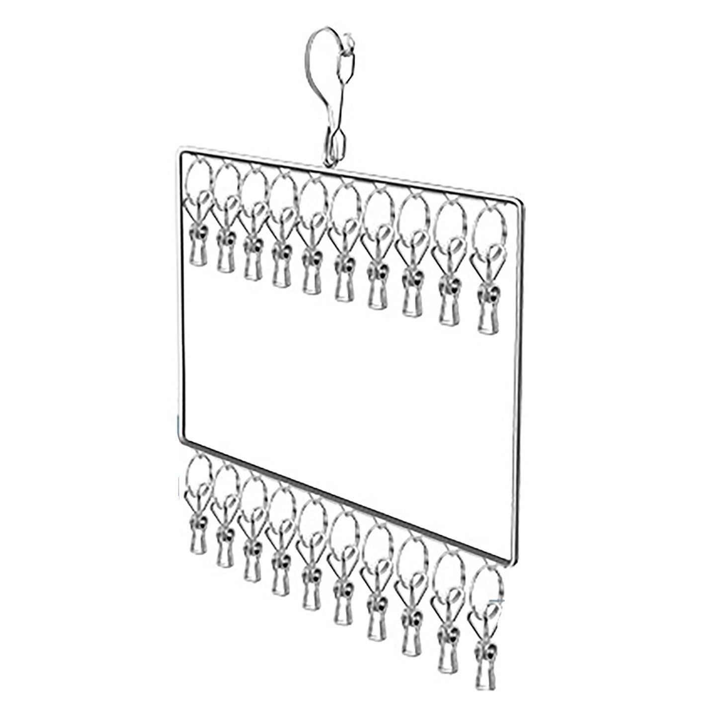 Stainless Steel Sock Drying Rack for Towels Cloth Diapers Bras Baby Clothes Underwear Hat Gloves 2 Layer 20 Clip
