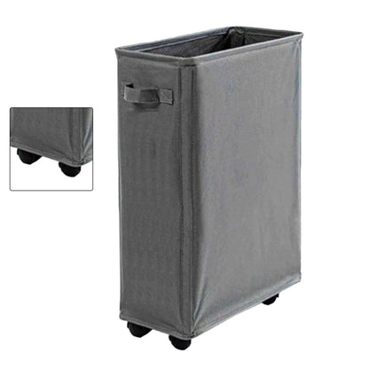 4 Roll Wheels Laundry Basket with Handles Oxford Cloth Storage Bin for Household Sundries Dark Gray