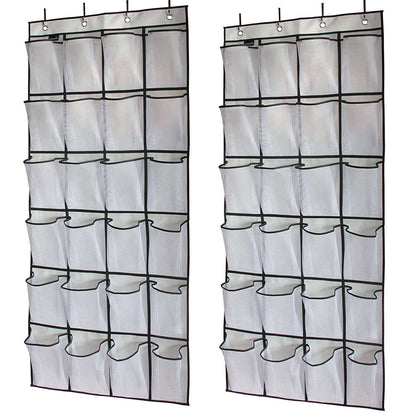 Over The Door Shoe Organizer Hanging Storage Bag Shoe Storage Door Hanger with 24 Mesh Pockets