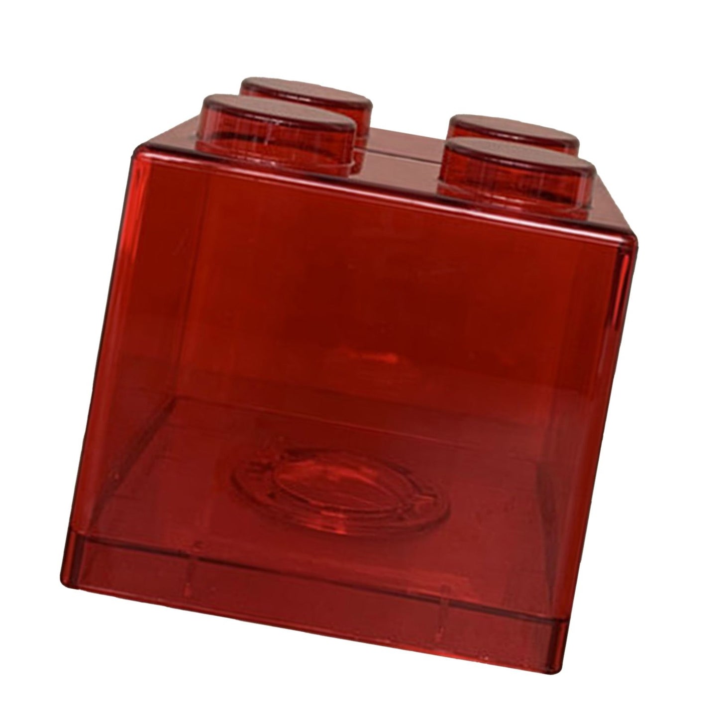 Clear Money Saving Bank Building Block Design Rectangular Transparent Coin Saving Box for Kids Boys Girls Red 8.9x8.9x9.2cm / 3.5x3.5x3.6in