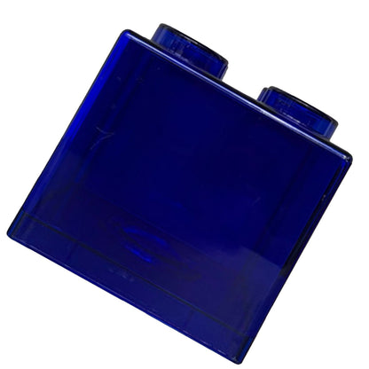 Clear Money Saving Bank Building Block Design Rectangular Transparent Coin Saving Box for Kids Boys Girls Blue 8.9x8.9x9.2cm / 3.5x3.5x3.6in