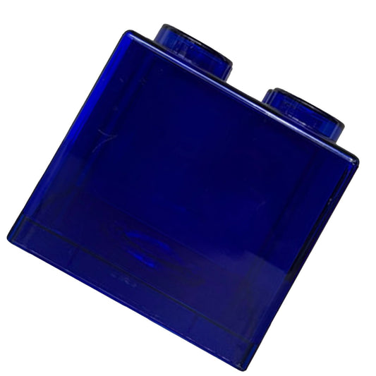 Clear Money Saving Bank Building Block Design Rectangular Transparent Coin Saving Box for Kids Boys Girls Blue 8.9x8.9x9.2cm / 3.5x3.5x3.6in