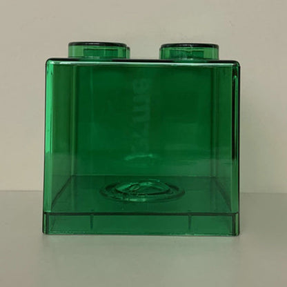 Clear Money Saving Bank Building Block Design Rectangular Transparent Coin Saving Box for Kids Boys Girls Green 8.9x8.9x9.2cm / 3.5x3.5x3.6in