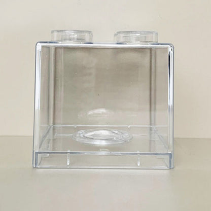 Clear Money Saving Bank Building Block Design Rectangular Transparent Coin Saving Box for Kids Boys Girls White 8.9x8.9x9.2cm / 3.5x3.5x3.6in