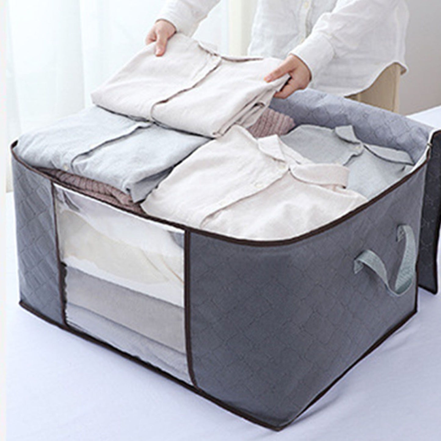 4Pcs Gray Quilt Storage Bag Organizer Large Capacity Breathable House Moving Clothes Packing Bag