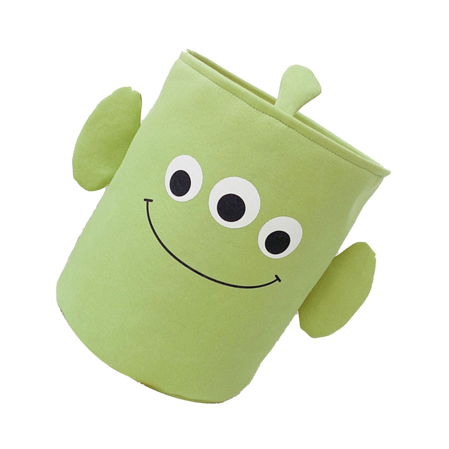 Fabric Storage Basket Collapsible Waterproof Cartoon Canvas Toy Organizer Laundry Basket for Playroom Bedroom Green Monster Three Layers Thickened 35x40cm / 13.8x15.7in