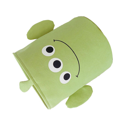 Fabric Storage Basket Collapsible Waterproof Cartoon Canvas Toy Organizer Laundry Basket for Playroom Bedroom Green Monster Three Layers Thickened 35x40cm / 13.8x15.7in