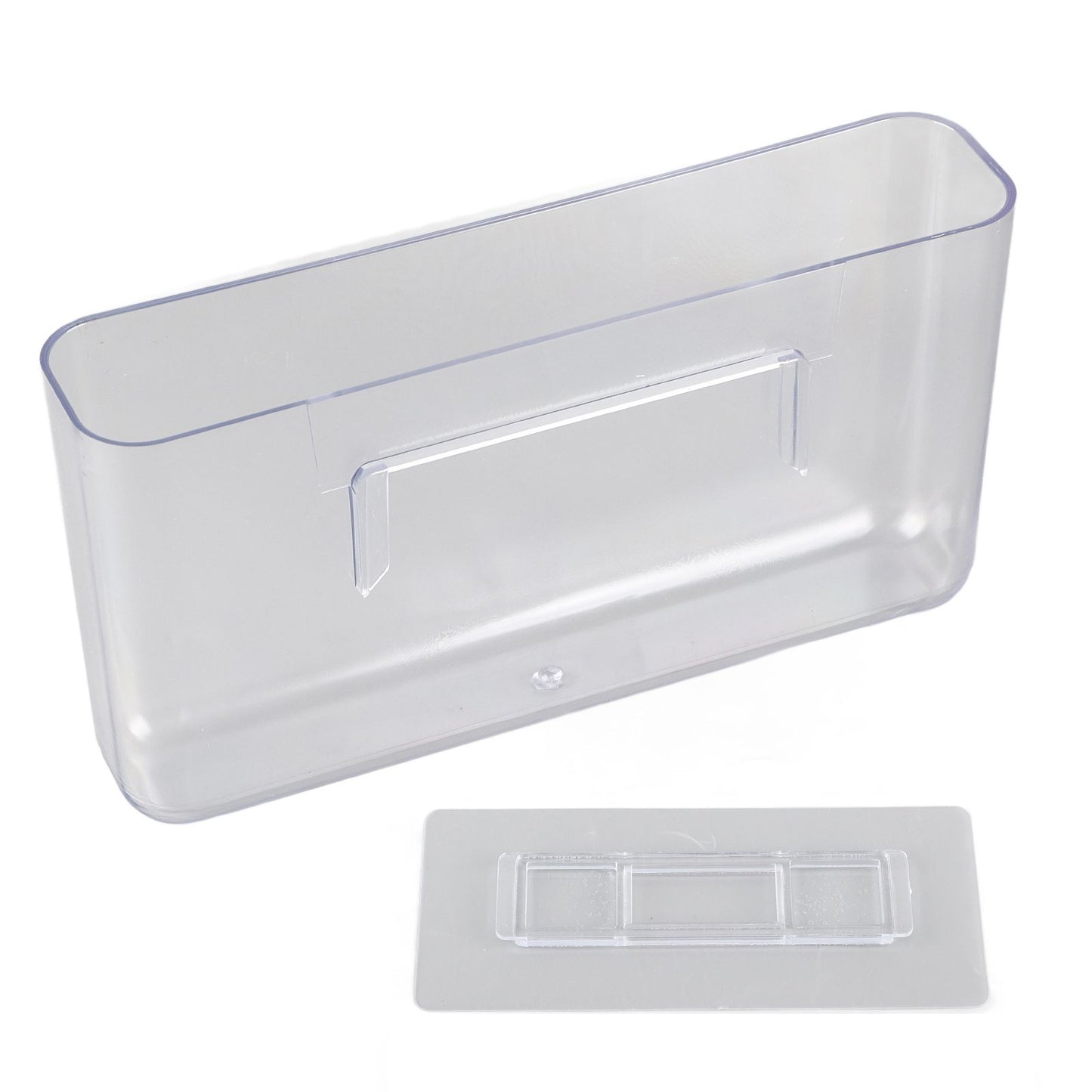 Adhesive Storage Bin Transparent Plastic Wall Mounted Floating Storage Holder Desk Organizer for Bedroom Bathroom L