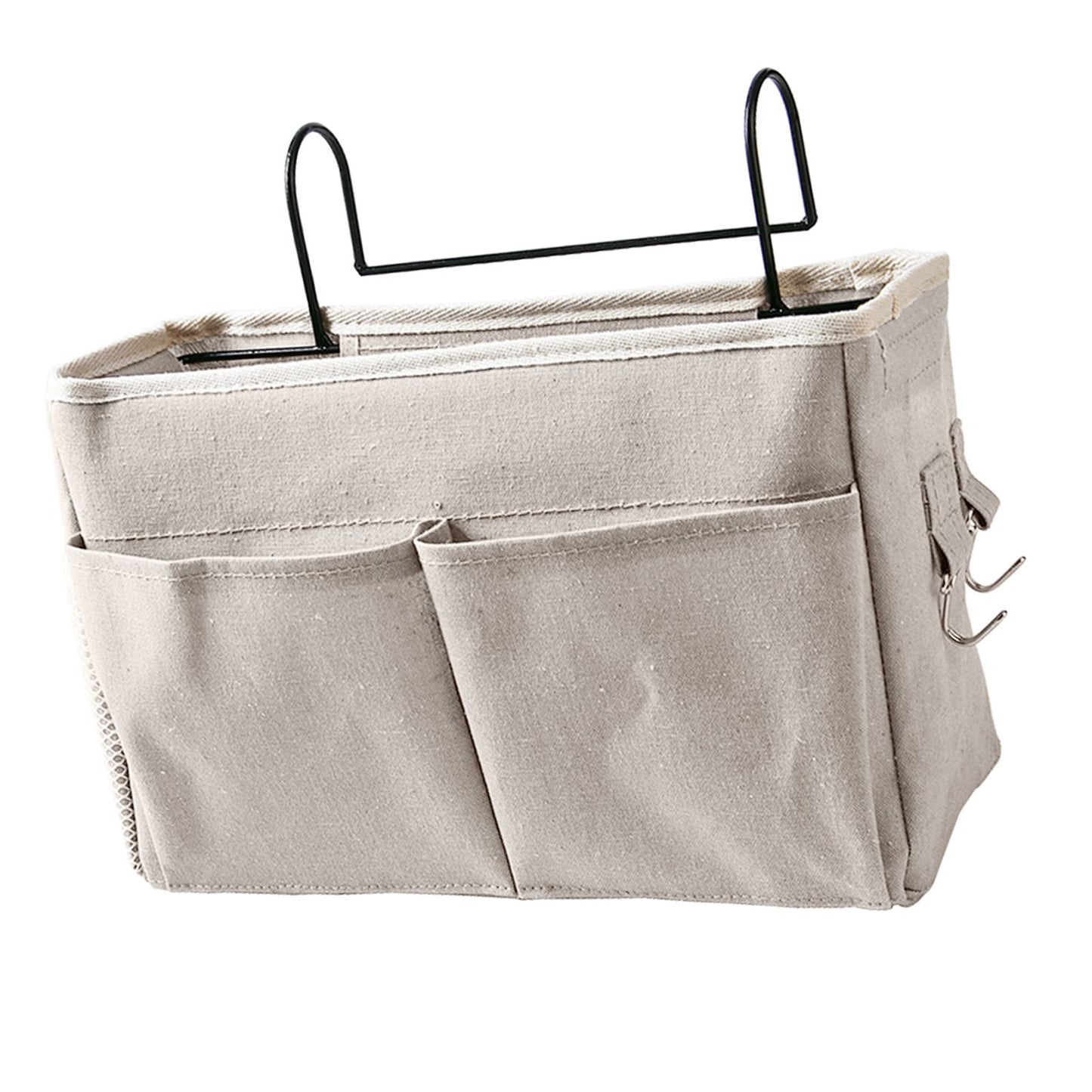 Nightstand Hanging Bag Cotton Linen Bedside Storage Pocket Organizer Basket for Bunk Bed Dorm Rooms White