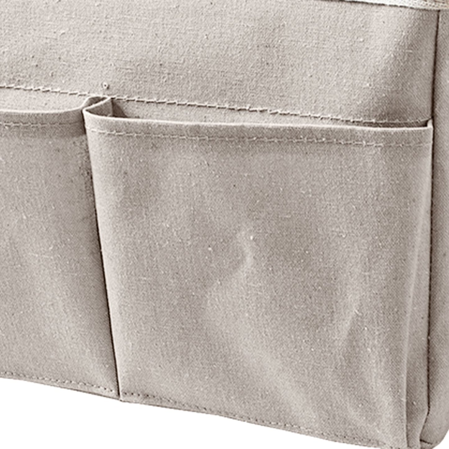 Nightstand Hanging Bag Cotton Linen Bedside Storage Pocket Organizer Basket for Bunk Bed Dorm Rooms White