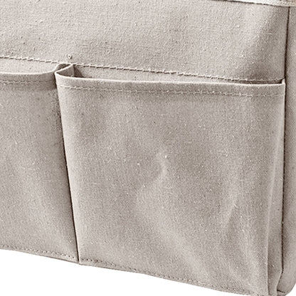 Nightstand Hanging Bag Cotton Linen Bedside Storage Pocket Organizer Basket for Bunk Bed Dorm Rooms White