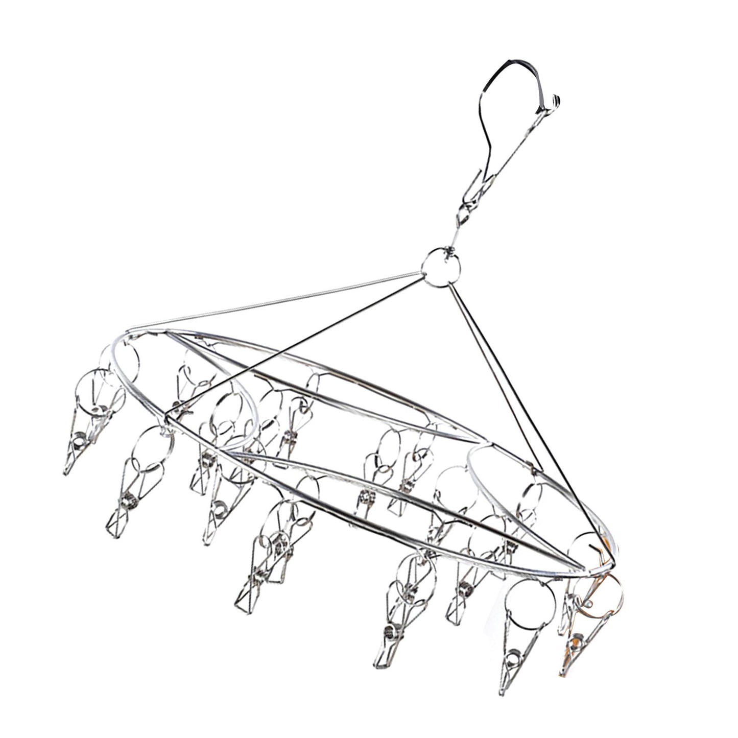 Clothes Drying Hanger Stainless Steel Multi Clip Laundry Drip Hanging Rack for Underwear Socks Hat Round