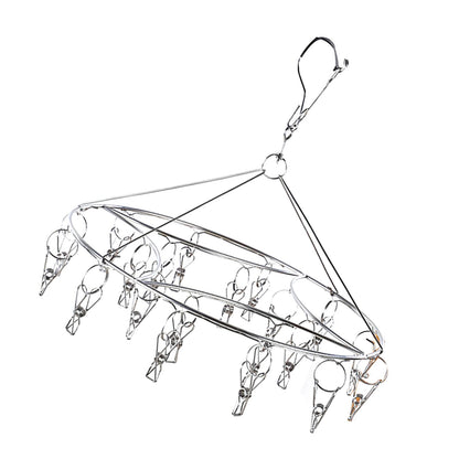 Clothes Drying Hanger Stainless Steel Multi Clip Laundry Drip Hanging Rack for Underwear Socks Hat Round