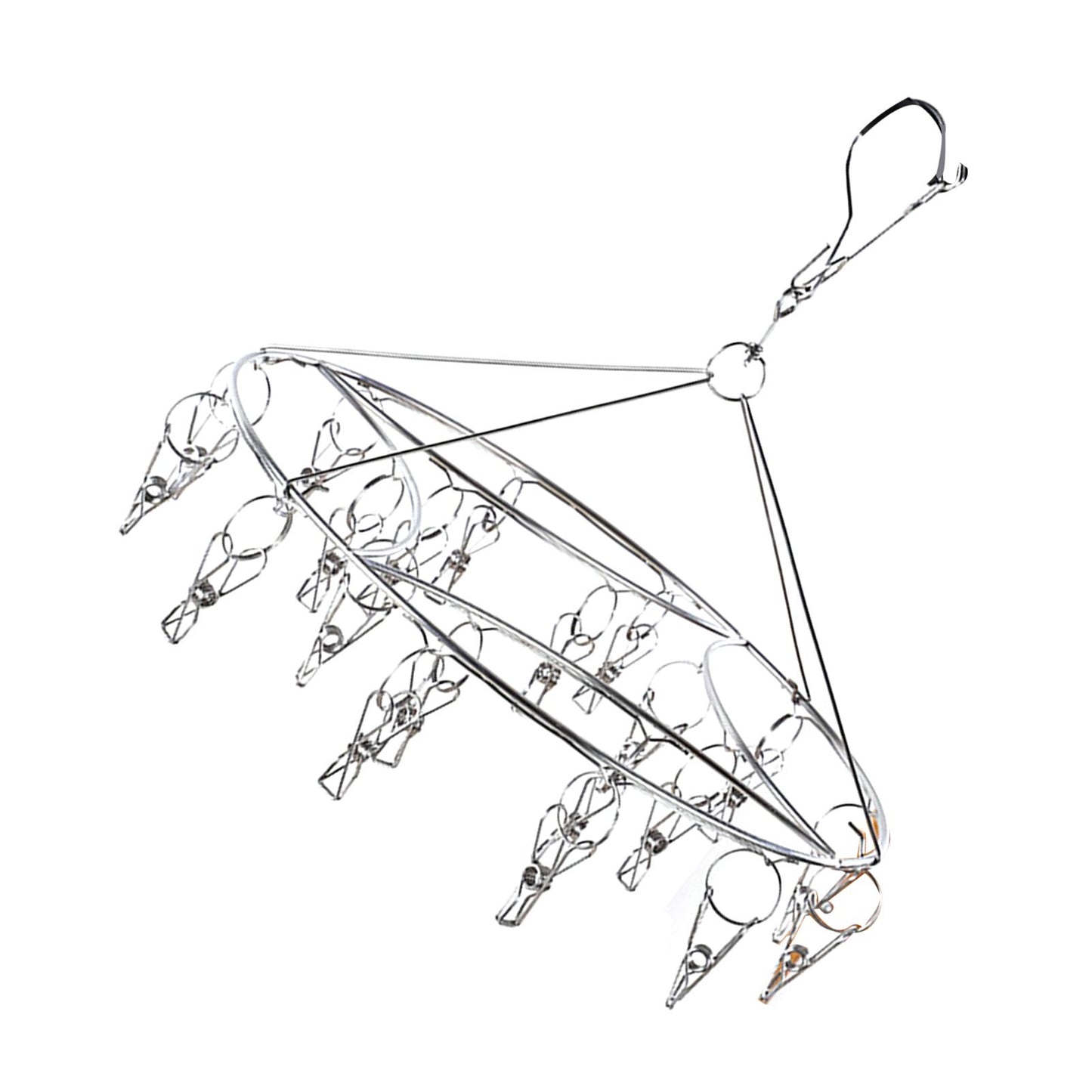 Clothes Drying Hanger Stainless Steel Multi Clip Laundry Drip Hanging Rack for Underwear Socks Hat Round