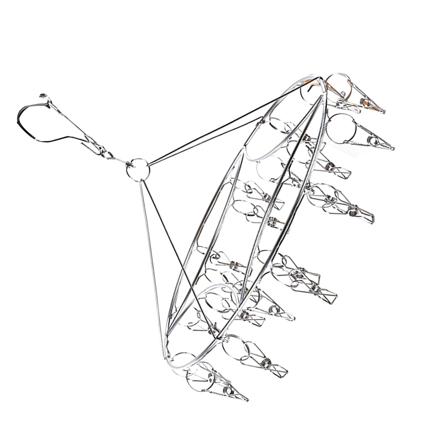 Clothes Drying Hanger Stainless Steel Multi Clip Laundry Drip Hanging Rack for Underwear Socks Hat Round