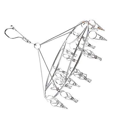 Clothes Drying Hanger Stainless Steel Multi Clip Laundry Drip Hanging Rack for Underwear Socks Hat Round