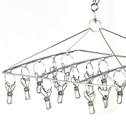 Clothes Drying Hanger Stainless Steel Multi Clip Laundry Drip Hanging Rack for Underwear Socks Hat Square