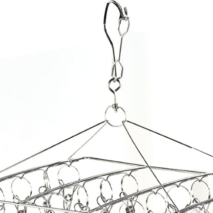 Clothes Drying Hanger Stainless Steel Multi Clip Laundry Drip Hanging Rack for Underwear Socks Hat Square