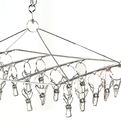 Clothes Drying Hanger Stainless Steel Multi Clip Laundry Drip Hanging Rack for Underwear Socks Hat Square