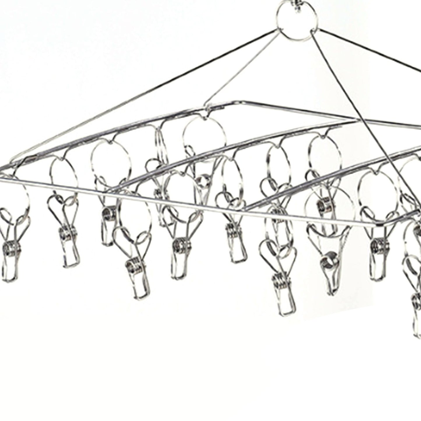 Clothes Drying Hanger Stainless Steel Multi Clip Laundry Drip Hanging Rack for Underwear Socks Hat Square
