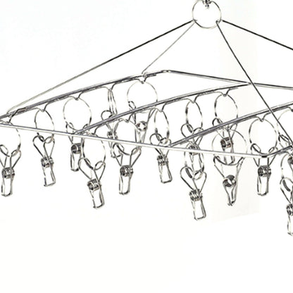 Clothes Drying Hanger Stainless Steel Multi Clip Laundry Drip Hanging Rack for Underwear Socks Hat Square