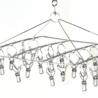 Clothes Drying Hanger Stainless Steel Multi Clip Laundry Drip Hanging Rack for Underwear Socks Hat Square