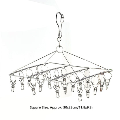 Clothes Drying Hanger Stainless Steel Multi Clip Laundry Drip Hanging Rack for Underwear Socks Hat Square