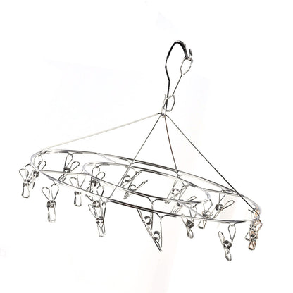 Clothes Drying Hanger Stainless Steel Multi Clip Laundry Drip Hanging Rack for Underwear Socks Hat No Loop Round