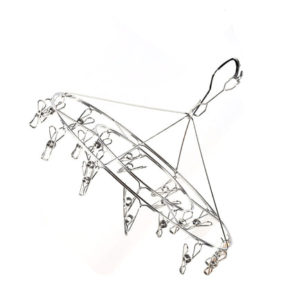 Clothes Drying Hanger Stainless Steel Multi Clip Laundry Drip Hanging Rack for Underwear Socks Hat No Loop Round