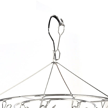 Clothes Drying Hanger Stainless Steel Multi Clip Laundry Drip Hanging Rack for Underwear Socks Hat No Loop Round