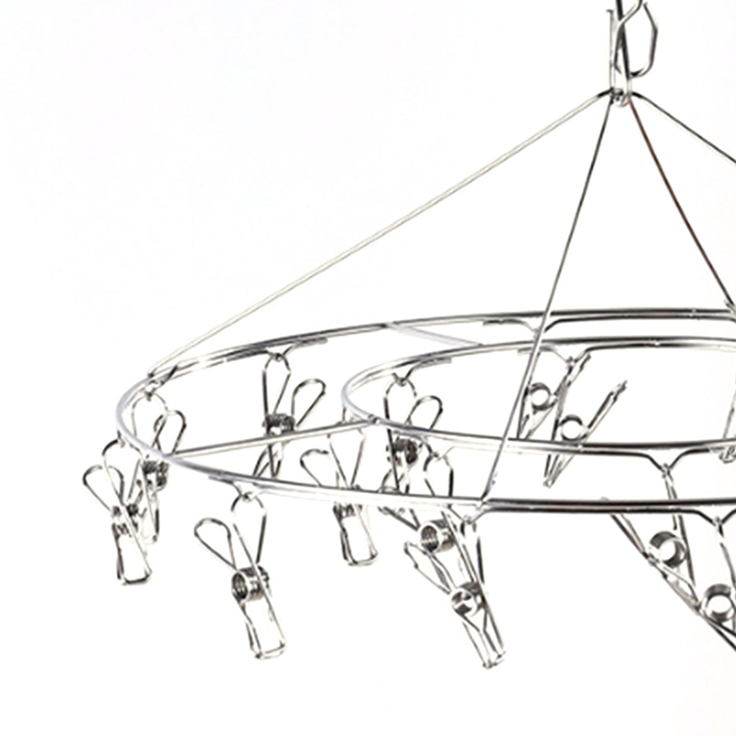 Clothes Drying Hanger Stainless Steel Multi Clip Laundry Drip Hanging Rack for Underwear Socks Hat No Loop Round