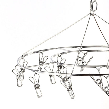 Clothes Drying Hanger Stainless Steel Multi Clip Laundry Drip Hanging Rack for Underwear Socks Hat No Loop Round