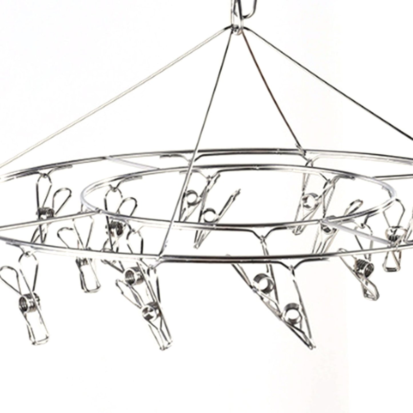 Clothes Drying Hanger Stainless Steel Multi Clip Laundry Drip Hanging Rack for Underwear Socks Hat No Loop Round
