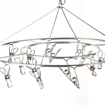 Clothes Drying Hanger Stainless Steel Multi Clip Laundry Drip Hanging Rack for Underwear Socks Hat No Loop Round