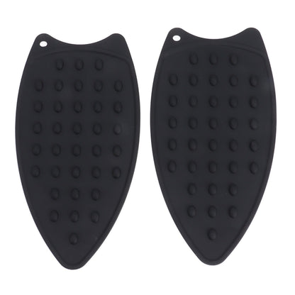 2Pcs Silicone Iron Rest Pad Durable Impact Resistant Heat Resistant Iron Mat for Ironing Boards Irons Black