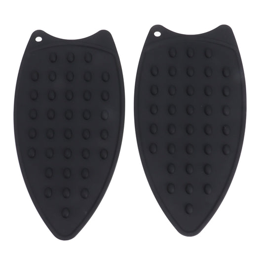 2Pcs Silicone Iron Rest Pad Durable Impact Resistant Heat Resistant Iron Mat for Ironing Boards Irons Black