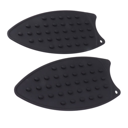 2Pcs Silicone Iron Rest Pad Durable Impact Resistant Heat Resistant Iron Mat for Ironing Boards Irons Black