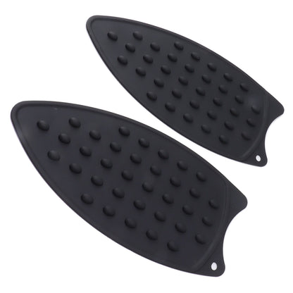 2Pcs Silicone Iron Rest Pad Durable Impact Resistant Heat Resistant Iron Mat for Ironing Boards Irons Black