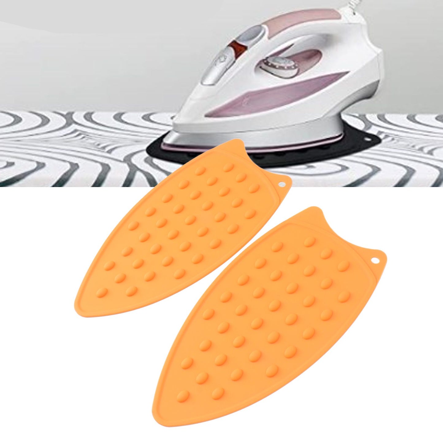 2Pcs Silicone Iron Rest Pad Durable Impact Resistant Heat Resistant Iron Mat for Ironing Boards Irons Orange