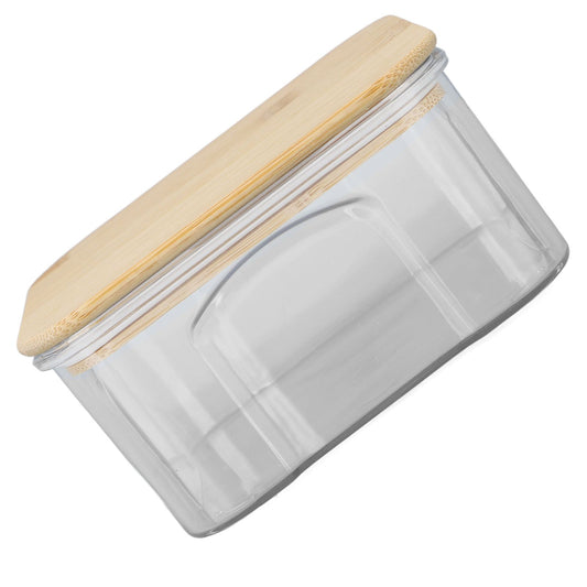 Airtight Food Storage Container Clear Food Storage Jar with Bamboo Lid for Noodles Flour Cereal Rice Tea Coffee Beans 450ml 10.7x5.7cm / 4.2x2.2in