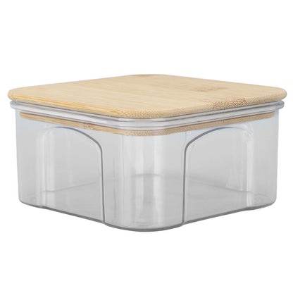 Airtight Food Storage Container Clear Food Storage Jar with Bamboo Lid for Noodles Flour Cereal Rice Tea Coffee Beans 450ml 10.7x5.7cm / 4.2x2.2in