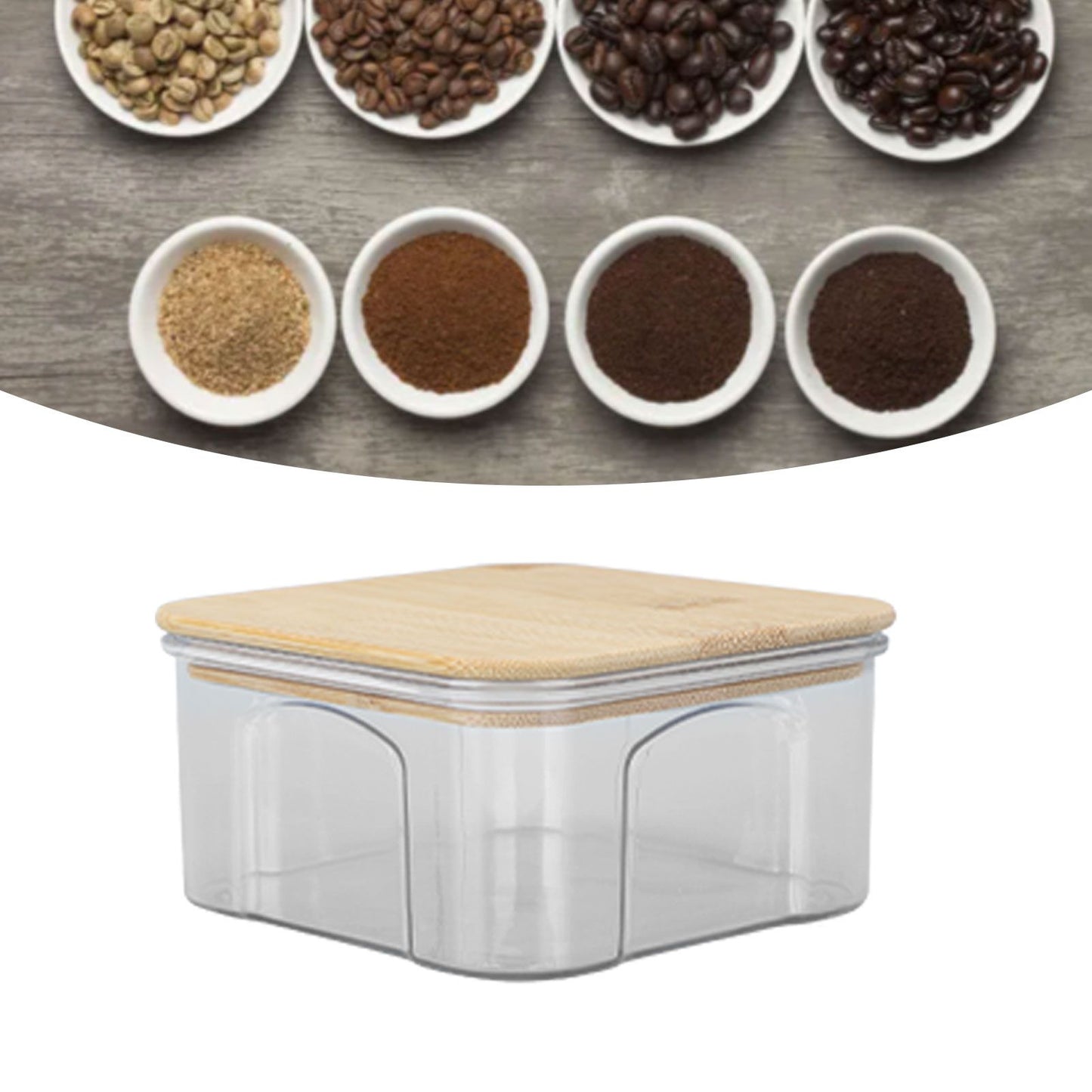 Airtight Food Storage Container Clear Food Storage Jar with Bamboo Lid for Noodles Flour Cereal Rice Tea Coffee Beans 450ml 10.7x5.7cm / 4.2x2.2in