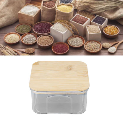 Airtight Food Storage Container Clear Food Storage Jar with Bamboo Lid for Noodles Flour Cereal Rice Tea Coffee Beans 450ml 10.7x5.7cm / 4.2x2.2in