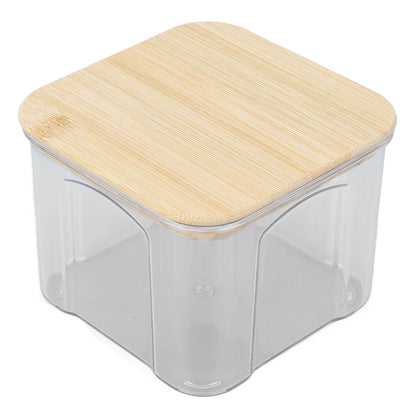 Airtight Food Storage Container Clear Food Storage Jar with Bamboo Lid for Noodles Flour Cereal Rice Tea Coffee Beans 650ml 10.7x8.2cm / 4.2x3.2in