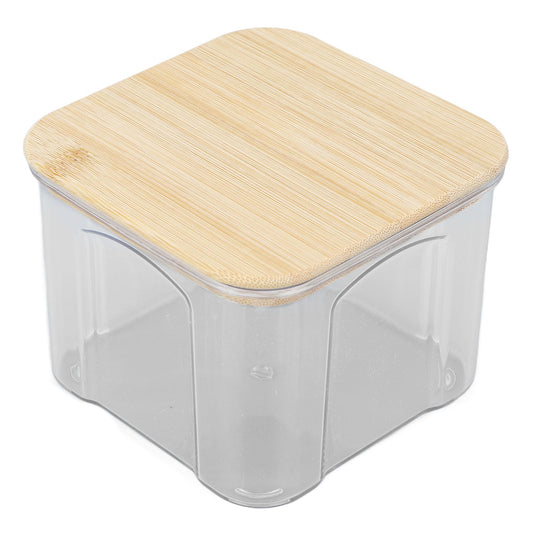 Airtight Food Storage Container Clear Food Storage Jar with Bamboo Lid for Noodles Flour Cereal Rice Tea Coffee Beans 650ml 10.7x8.2cm / 4.2x3.2in