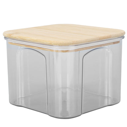 Airtight Food Storage Container Clear Food Storage Jar with Bamboo Lid for Noodles Flour Cereal Rice Tea Coffee Beans 650ml 10.7x8.2cm / 4.2x3.2in