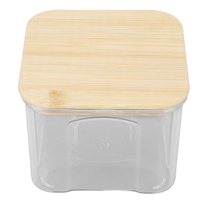 Airtight Food Storage Container Clear Food Storage Jar with Bamboo Lid for Noodles Flour Cereal Rice Tea Coffee Beans 650ml 10.7x8.2cm / 4.2x3.2in